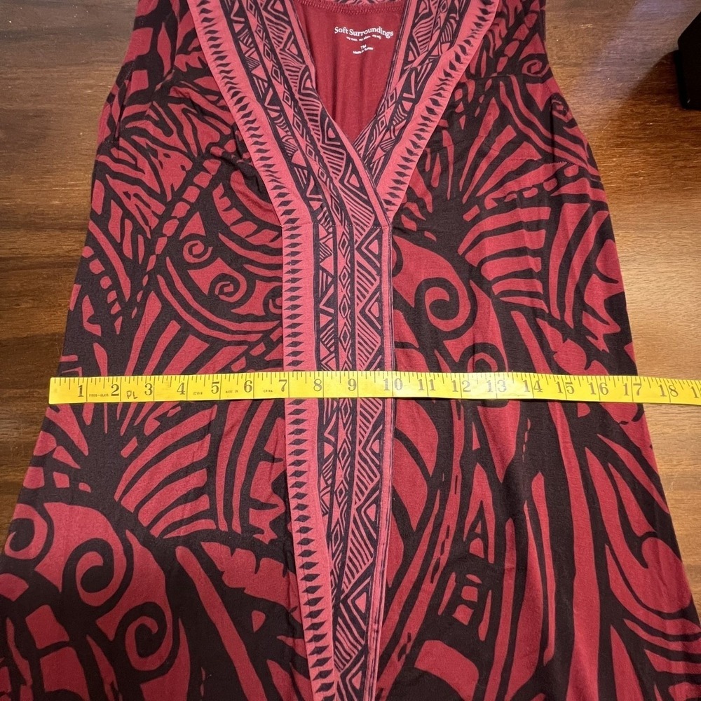 Soft Surroundings Womens Burgundy Tribal Print Sleeveless Maxi Dress Tall M - Picture 10 of 11